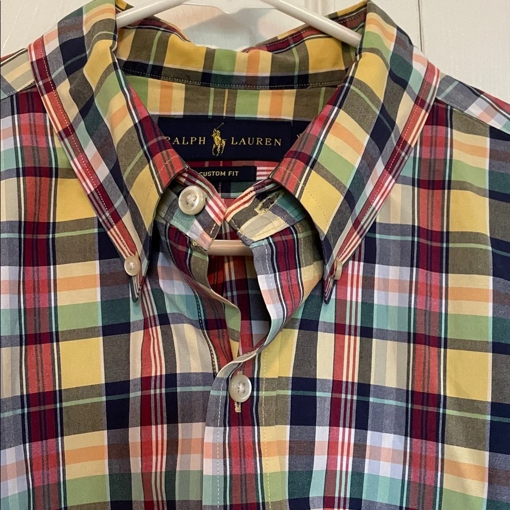 Men’s XL Ralph Lauren Custom Fit long sleeve button down yellow/navy /red plaid